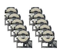 vhbw 10x cinta de escritura compatible con KingJim SR-PBW1, SR-RK1, SR6700D, SR750, SR950 impresora etiquetas 8m x 6 mm negro a blanco
