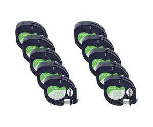 vhbw 10x cinta de escritura papel compatible con Dymo LetraTag LT-100H, LT-100T, QX50, XR, 200B impresora etiqueta 4m x 12 mm negro a blanco