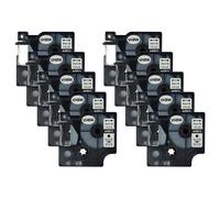 vhbw 10x cinta de escritura reemplaza Dymo D1, 43613 para impresora etiquetas 7m x 6 mm negro a blanco