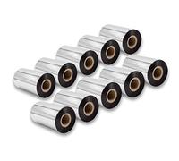 vhbw 10x cinta transferencia térmica compatible con Zebra ZT230, ZT220, ZT200-Serie impresora etiquetas indeleble 110mmx300m cera plus