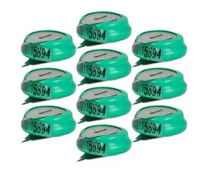vhbw 10x NiMH Batería de botón de Repuesto Tipo 1/V80H 2 Pines 80 mAh 1,2 V Compatible para lámparas solares, etc.