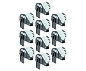 vhbw 10x Rollo de etiquetas con soporte compatible con Brother PT QL-710W | QL-720, QL-700, QL-710 blanco - 62 mm x 15,24 m (1 etiqueta)