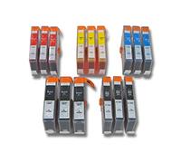 vhbw 15x Cartuchos de Tinta Compatible con HP Photosmart C310, C310a - Cian, Magenta, Yellow, Negro, Foto Negro con Chip (Compatible)