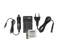vhbw 1x Base de Carga, 1x Adaptador de Carga para Coche, 1x batería, 1x Cable de alimentación Compatible con Rollei RCP-7325XS, XS-10, X-8 Sports