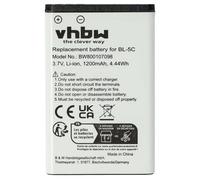 vhbw 1x batería reemplaza Nokia BR-5C para móvil, Smartphone (1200 mAh, 3,7 V, Li-Ion)