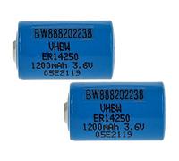 vhbw 2X Batería celda Redonda Litio ER14250 reemplaza 1/2AA, 1770-XZ, 3B26, 418-0076 - Batería Especial (1200 mAh, 3,6 V, Li-SOCl2)