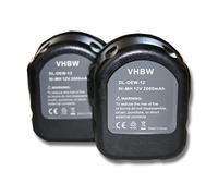 vhbw 2X Batería Recargable reemplaza Rems 571510, 571510 R12, 571513 para Herramientas eléctricas (2000 mAh NiMH 12 V)