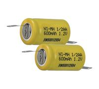 vhbw 2X Batería reemplaza 1/2AA para modelismo (600mAh, 1,2V, NiMH, Verde, con Terminal Soldadura (Z))