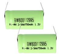 vhbw 2X Batería reemplaza 2/3AA | para modelismo (750mAh, 1,2V, NiMH, verde, con terminal soldadura (U))