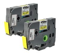 vhbw 2x cinta de escritura compatible con Brother PT D200DA, D200DR, D200G | para D200KT, D200MA impresora etiqueta 4m x 12 mm negro a amarillo, laminado