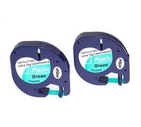 vhbw 2x cinta de escritura compatible con Dymo LetraTag LT-100H, 2000, LT-100T, Plus LT-100H, 200B impresora etiqueta 4m x 12 mm negro a verde