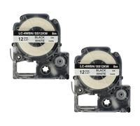 vhbw 2x cinta de escritura compatible con Epson LabelWorks LW-700, LW-900P, LW-500, LW-400 impresora etiquetas 8m x 12 mm negro a blanco
