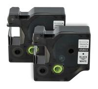 vhbw 2x cinta de escritura reemplaza Dymo 45803, D1, S0720830 para impresora etiquetas 7m x 19 mm negro a blanco, plástico