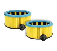 vhbw 2x Filtro plisado compatible con Kress 98039802, 1400 RS EA aspiradora en seco y húmedo - amarillo negro azul lavable
