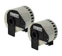 vhbw 2x Rollo de 1 etiquetas con soporte reemplaza Brother DK-22205 | para impresora - 62 mm x 30,48 m premium blanco