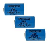 vhbw 3X Batería celda Redonda Litio ER14250 reemplaza TL-2150, TL-2150/S, TL-2151, TL2150, TL2151 - Batería Especial (1200 mAh, 3,6 V, Li-SOCl2)