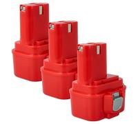 vhbw 3X batería Compatible con Makita 6400D, 6400DW, 6221DW, 6221DWE, 6703D, 6703DW, 6702D, 6702DW, 6704D Herramienta (1500 mAh, NiMH, 9,6 V)