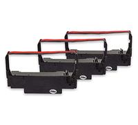 vhbw 3x Cinta de color de escritura compatible con Epson TM-U220B, TM-U210B, TM-U220A, TM-U210D impresora de matriz o de tickets - negro, rojo