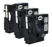 vhbw 3x cinta de escritura compatible con Dymo Rhino ILP 219 impresora etiquetas negro a blanco, casete de tubo termorretráctil, 6 mm