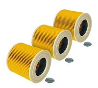 vhbw 3x Filtro plisado compatible con Kärcher A 2003, A 2004, A 2024 pt, A 2054 Me, A 2101, A 2204, A 2204 AF, A 2206 X aspiradora - amarillo