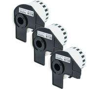 vhbw 3x Rollo de etiquetas con soporte 62 mm x 15,24 m (1 etiqueta) reemplaza Brother DK-22606 para - premium amarillo