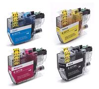 vhbw 4X Cartuchos de Tinta reemplaza Brother LC-3217BK, LC-3217C, LC3217BK, LC3217Y, LC3217M, LC-3217M, LC3217C, LC-3217Y para Impresora con Chip (Compatible)