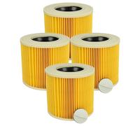 vhbw 4x Filtro plisado compatible con Stanley SXVC25PTDE, SXVC30XTDE, SXVC30, SXVC50XTDE, SXVC35PTDE aspiradora - amarillo lavable