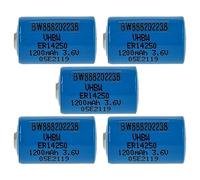 vhbw 5X Batería celda Redonda Litio ER14250 reemplaza ER3, 922-1262, ER3S, ER4, LS14250, LS3 - Batería Especial (1200 mAh, 3,6 V, Li-SOCl2)