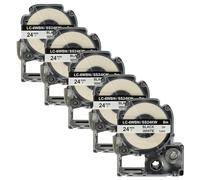 vhbw 5x casete de cinta cartucho 24mm para Epson LabelWorks LW-1000P, LW-600P por LC-6WBN, SS24KW