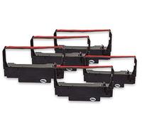 vhbw 5x Cinta de color de escritura compatible con Bixolon SRP 275, SRP 270 impresora de matriz o de tickets - negro, rojo