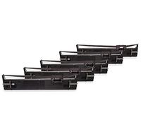 vhbw 5x Cinta de color de escritura compatible con Epson LQ-680K, LQ-680, LQ-690, LQ680K-II, LQ680, LQ690 impresora de matriz o de tickets - negro
