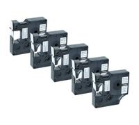 vhbw 5x cinta de escritura compatible con 3M PL300, PL100, PL200 impresora etiqueta 5,5m x 12 mm negro a blanco, vinilo