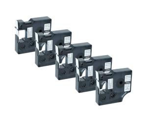 vhbw 5x cinta de escritura compatible con 3M PL300, PL100, PL200 impresora etiqueta 5,5m x 12 mm negro a blanco, vinilo