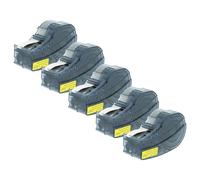 vhbw 5x cinta de escritura compatible con Brady BMP21-LAB, BMP21-PLUS, BMP21 impresora etiquetas 6,4m x 9,53 mm negro a amarillo, plástico, vinilo