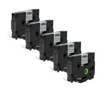 vhbw 5x cinta de escritura compatible con Brother P-Touch PT-9800PCN impresora etiqueta 1,5m x 11,7 mm negro a blanco, casete de tubo termorretráctil