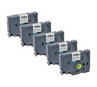 vhbw 5x cinta de escritura compatible con Brother PT 1180SC, 1180SP, 1200, 11Q, 1190 impresora etiquetas 8m x 12 mm negro a blanco cinta de seguridad