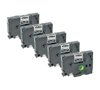 vhbw 5x cinta de escritura compatible con Brother PT D200BW, 9800PCN, D200BT, D200DA, D200DR, D200 impresora etiquetas 8m x 12 mm blanco a negro