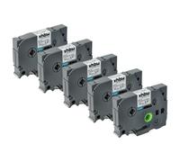 vhbw 5x cinta de escritura compatible con Brother PT D200DR, D200G, D200KT, D200MA, D200SA impresora etiquetas 8m x 12 mm negro a blanco, flexible