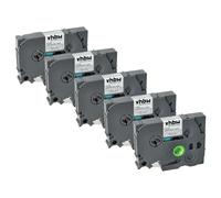 vhbw 5x cinta de escritura compatible con Brother PT D210, D210BK, D400, D400VP, D210VP, D215e impresora etiquetas 8m x 12 mm blanco a transparente