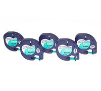vhbw 5x cinta de escritura compatible con Dymo LetraTag LT-100H, 2000, XM, LT-100T, QX50, Plus LT-100H impresora etiquetas 4m x 12 mm negro a verde