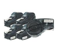 vhbw 5x cinta de escritura reemplaza Brady M21-250-423 para impresora etiquetas 6,35 mm negro a blanco, poliéster