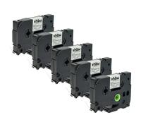 vhbw 5x cinta de escritura reemplaza Brother HSE-211 para impresora etiquetas 1,5m x 5,8 mm negro a blanco, casete de tubo termorretráctil