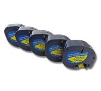vhbw 5x cinta de escritura reemplaza Dymo 91202 para impresora etiquetas 4m x 12 mm negro a amarillo