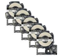 vhbw 5x cinta de escritura reemplaza Epson SS18KW, LC-5WBN para impresora etiquetas 8m x 18 mm negro a blanco, plástico