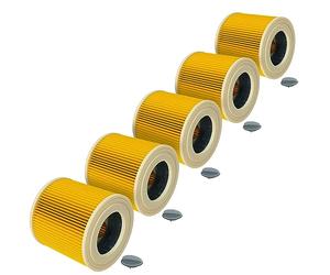 vhbw 5x Filtro plisado compatible con Kärcher A 4000 Plus, K 2000, K 2150, K 2301, K 2901 F, K 4000 TE, NT 27/1 ME Adv Professional, WD 2250 aspiradora - amarillo