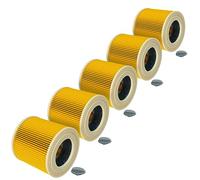 vhbw 5x Filtro plisado compatible con Kärcher WD 2 Plus V-12/4/18/C aspiradora - amarillo