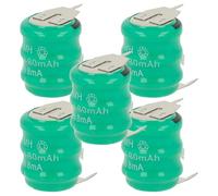 vhbw 5X NiMH Batería de botón de Repuesto Tipo V80H 3 Pines 80 mAh 3,6 V Compatible para lámparas solares, etc.