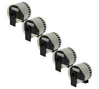 vhbw 5x Rollo de 1 etiquetas con soporte reemplaza Brother DK-22205 | para impresora - 62 mm x 30,48 m premium blanco