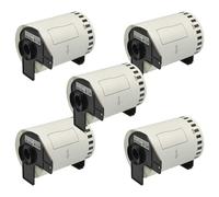 vhbw 5x Rollo de etiquetas con soporte 103 mm x 30,48 m compatible con Brother P-Touch QL 1110 NWB, QL 1110 NWBc impresora de etiquetas - Autoadhesivo