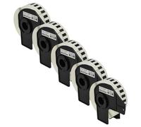 vhbw 5x Rollo de etiquetas con soporte 29 mm x 30,48 m (1 etiqueta) reemplaza Brother DK-22210 para impresora de etiquetas